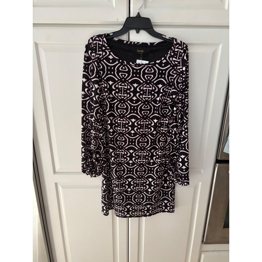 Laundry by Shelli Segal Black White Geometric Dress‎ Women's Size 6